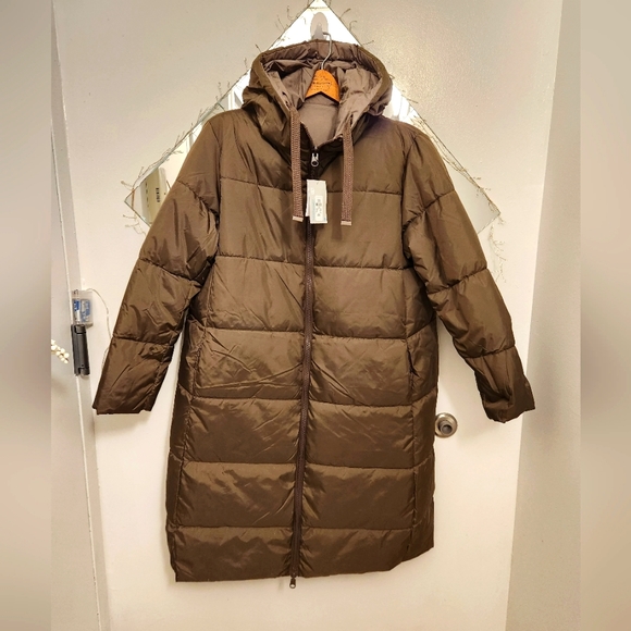 REVERSIBLE LIGHT LONG PUFFER JACKET SIZE Large - Picture 1 of 7